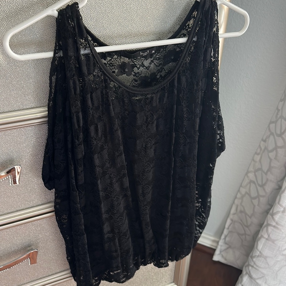 Black lace built in camisole top size medium